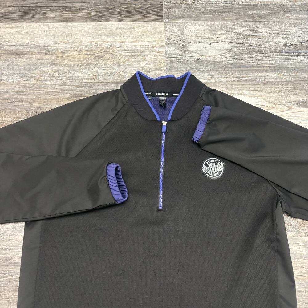 Adidas Primeblue Black Purple Mens M Quarter Zip Layering Golf Pullover Shirt - Picture 2 of 12
